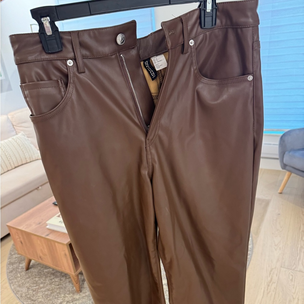 Brown leather pants